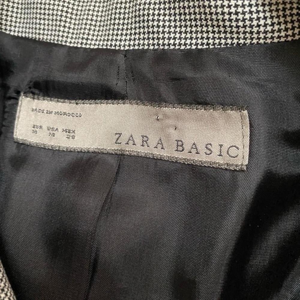 Zara Basic One Button Blazer Size M Houndthooth - image 6